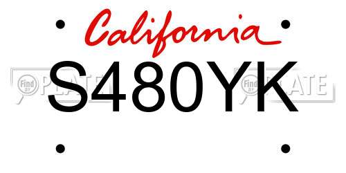 S480YK California License Plate