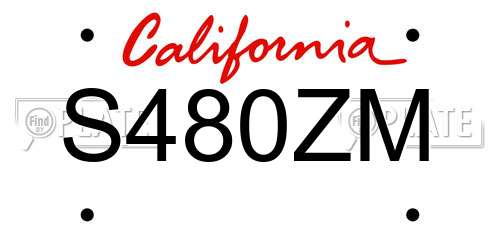 S480ZM California License Plate