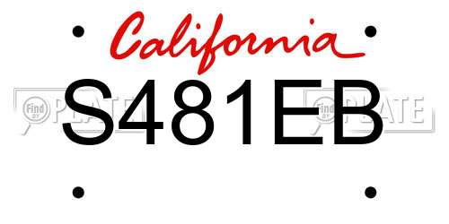 S481EB California License Plate