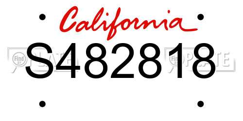 S482818 California License Plate