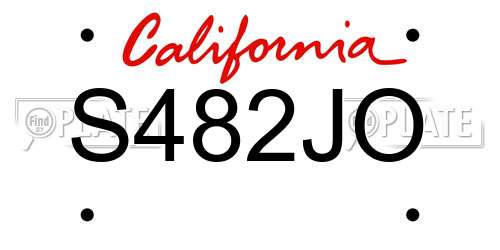 S482JO California License Plate