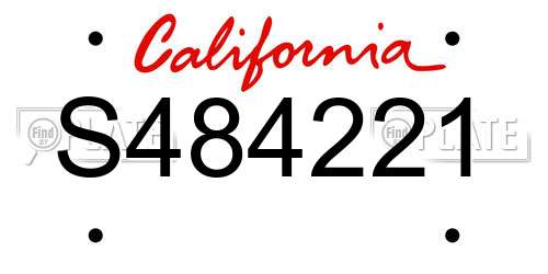 S484221 California License Plate