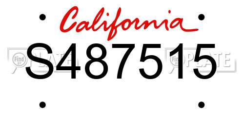 S487515 California License Plate