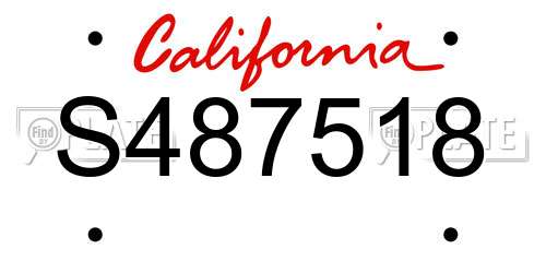 S487518 California License Plate