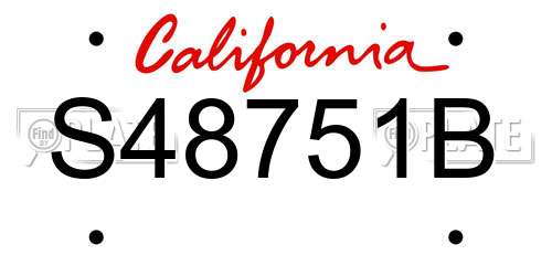S48751B California License Plate