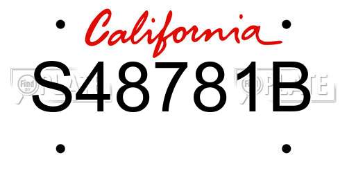S48781B California License Plate