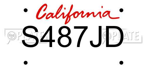 S487JD California License Plate