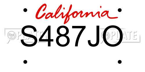 S487JO California License Plate