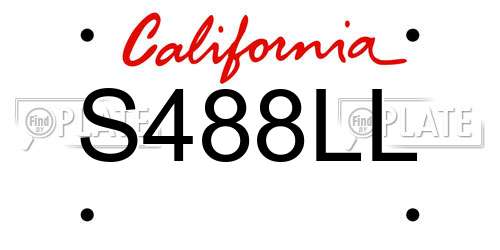 S488LL California License Plate