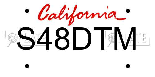 S48DTM California License Plate