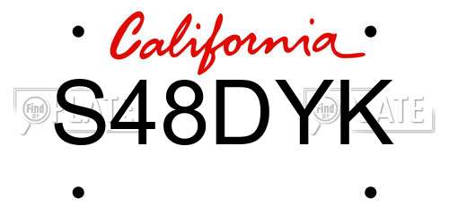 S48DYK California License Plate