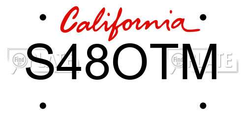 S48OTM California License Plate