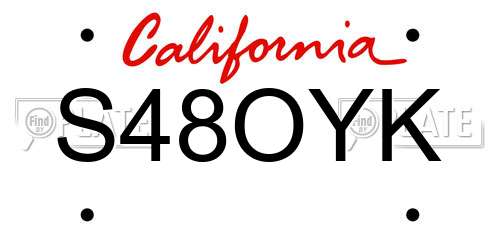 S48OYK California License Plate