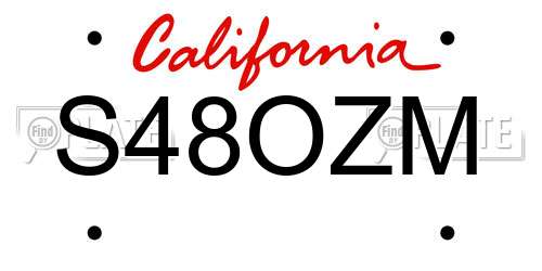 S48OZM California License Plate