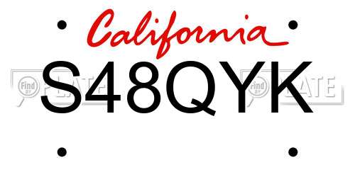 S48QYK California License Plate