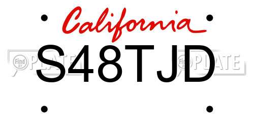S48TJD California License Plate