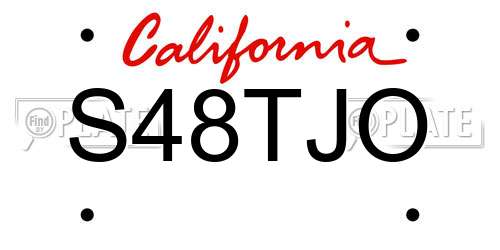 S48TJO California License Plate