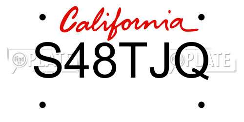 S48TJQ California License Plate