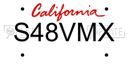 S48VMX California License Plate