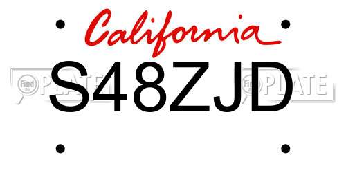 S48ZJD California License Plate
