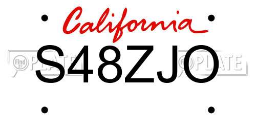 S48ZJO California License Plate
