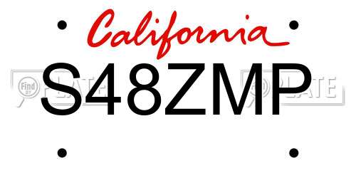 S48ZMP California License Plate