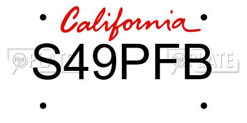 S49PFB California License Plate