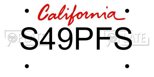 S49PFS California License Plate