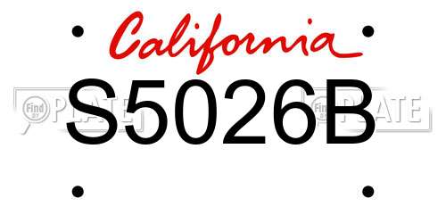 S5026B California License Plate