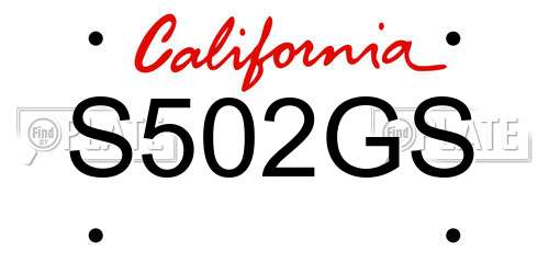 S502GS California License Plate