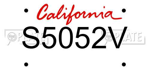 S5052V California License Plate