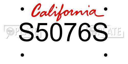 S5076S California License Plate