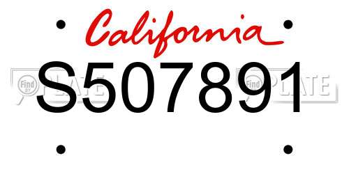 S507891 California License Plate