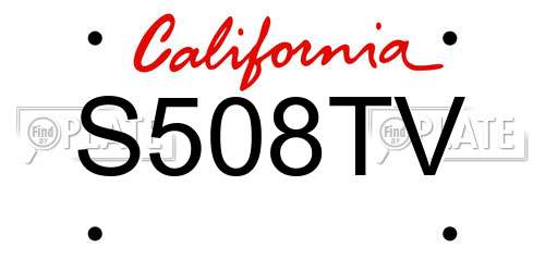 S508TV California License Plate