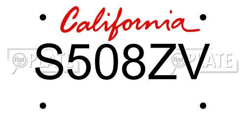 S508ZV California License Plate