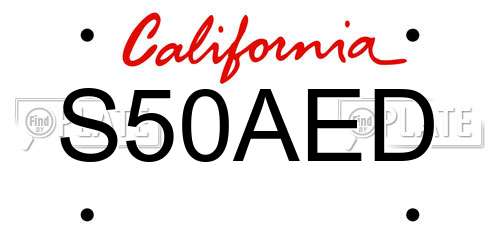 S50AED California License Plate