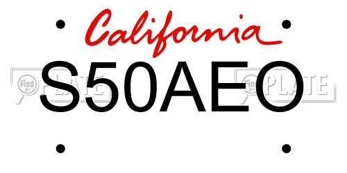 S50AEO California License Plate