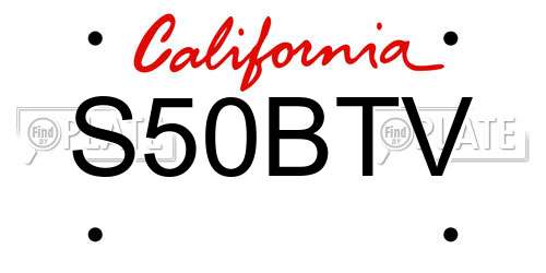 S50BTV California License Plate