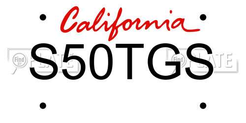 S50TGS California License Plate
