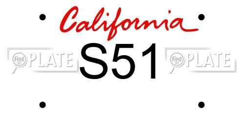 S51 California License Plate