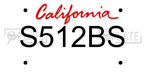 S512BS California License Plate