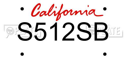 S512SB California License Plate