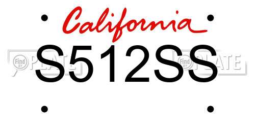 S512SS California License Plate