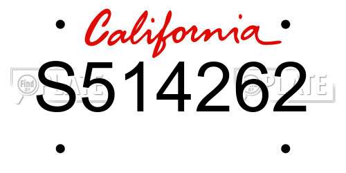 S514262 California License Plate