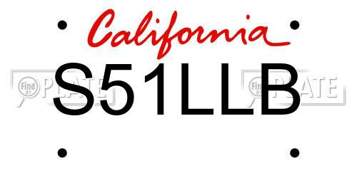 S51LLB California License Plate