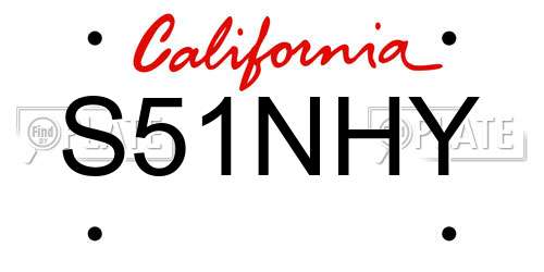 S51NHY California License Plate