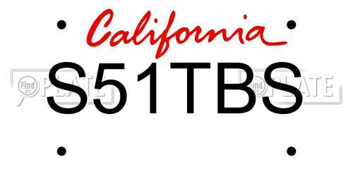 S51TBS California License Plate