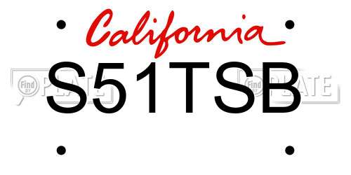 S51TSB California License Plate