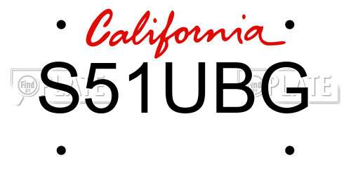 S51UBG California License Plate