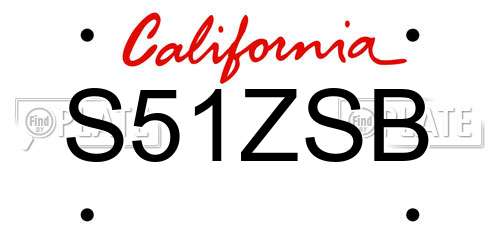S51ZSB California License Plate
